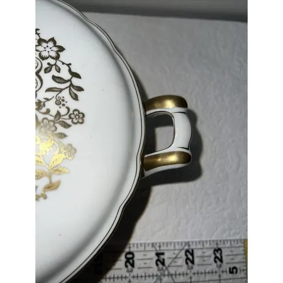 Lot Is 2 Bavaria Schirnding Serving Bowl with Lid #39 Floral White & Gold
